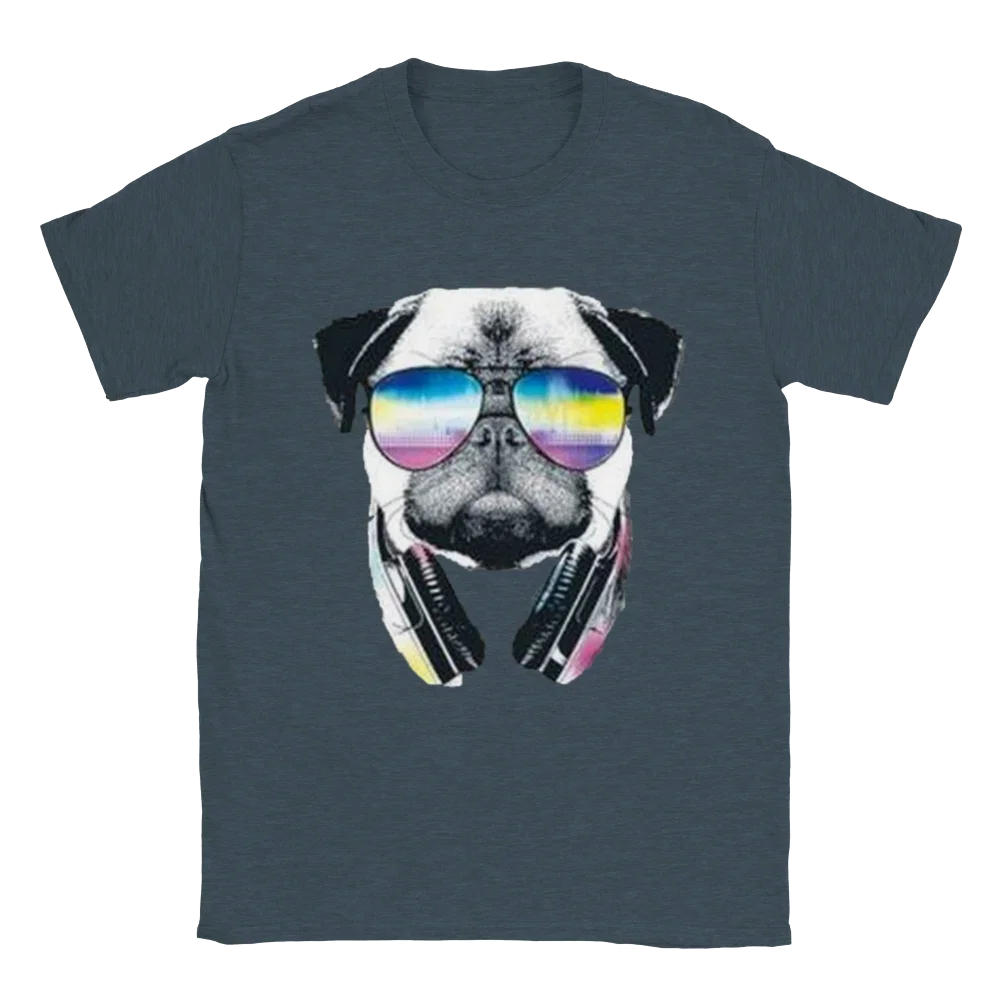 Unisex T-shirts for Men Women Summer Tees Cotton Luxury brand vintage oversizedMusic with my Pug - Classic Unisex Crewneck T-shi image 6