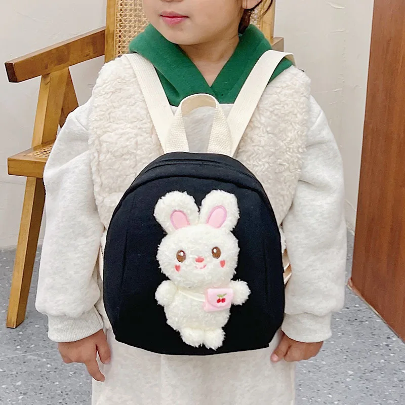 New Velour Cartoon School Junior Backpack for Kids Zipper Mochila Infantil Menina Canvas Class Bags for Girls Fashion 2023