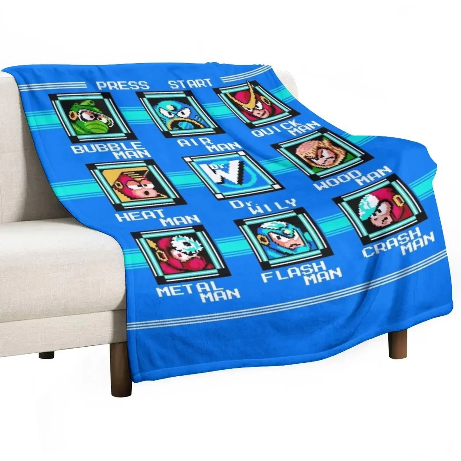 Megaman 2 stage select Throw Blanket For Decorative Sofa Stuffeds Flannel Fabric Shaggy Blankets