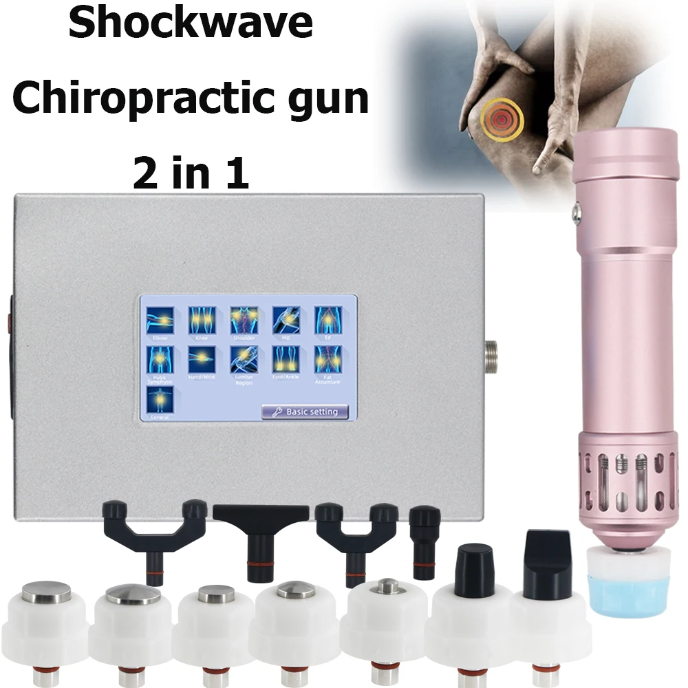 

New Shockwave Chiropractic Gun 2 in 1 ED Treatment Shock Wave Therapy Machine Pain Relief Body Physiotherapy Relax Massager