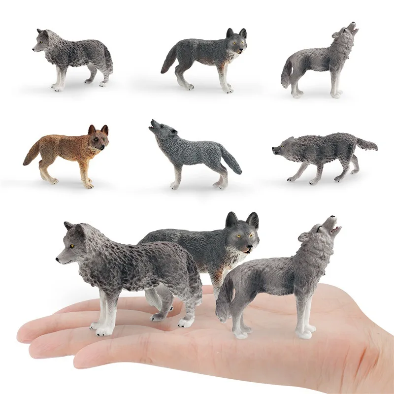 Animal World Roaring Wolf Little Grey Wolf Arctic Wolf Children\'s Cognitive Model Static Decorative Toys home accessories