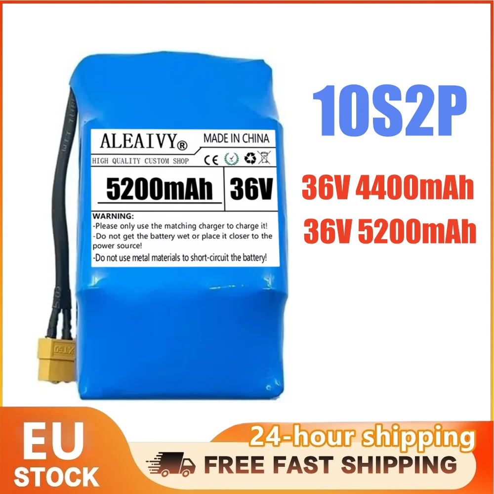 Batteria agli ioni di litio 36V 10S2P 5200mAh per monopattino elettrico, 18650 42V per monopattino elettrico autobilanciato, hoverboard, monociclo