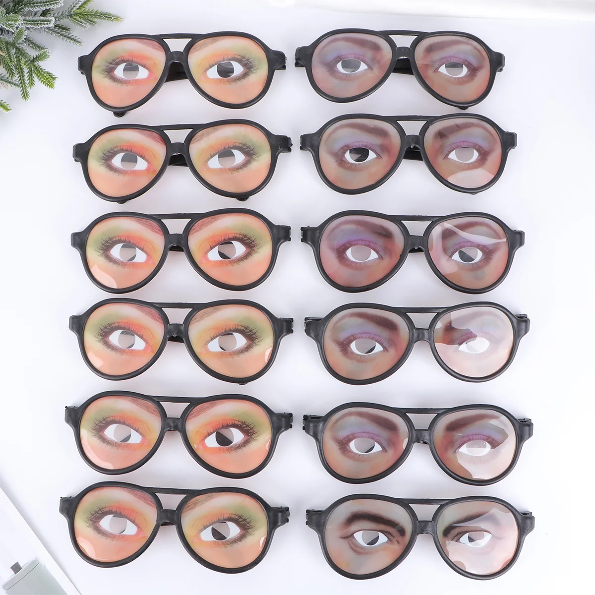 Óculos Funny Eyes para homens e mulheres, Halloween Party Props, 12 pcs