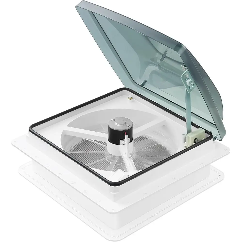 RV Vent Fan 10 Speed Reversible Manual Lift: 12V Super Quiet RV Roof Vent Fan for Camper Trailer Bathroom, RV Exhaust Fan with 1