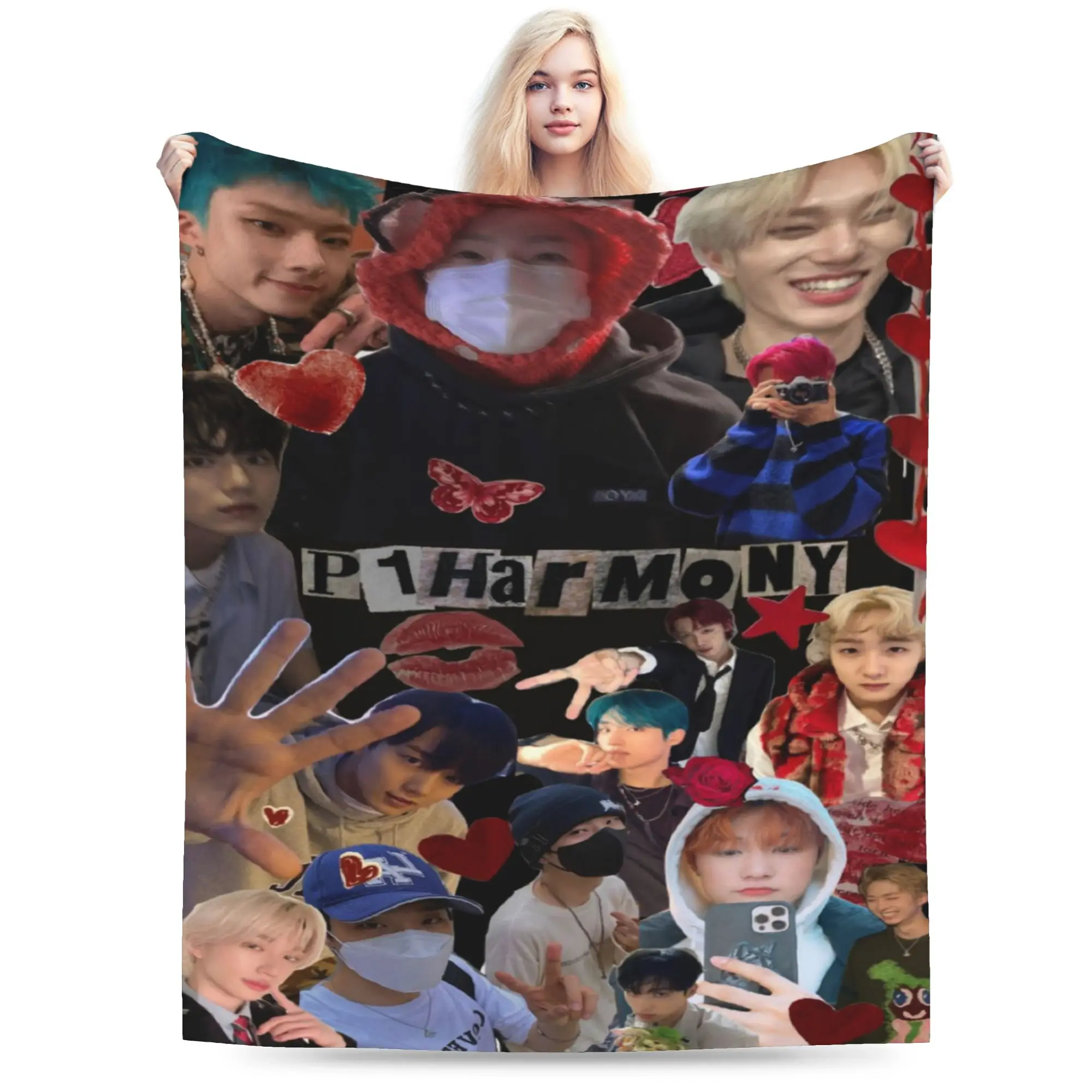 New Arrival DUH! P1Harmony Kpop Music Album Blanket Ultra-Soft Fleece  Relax Throw Blankets Machine Washable