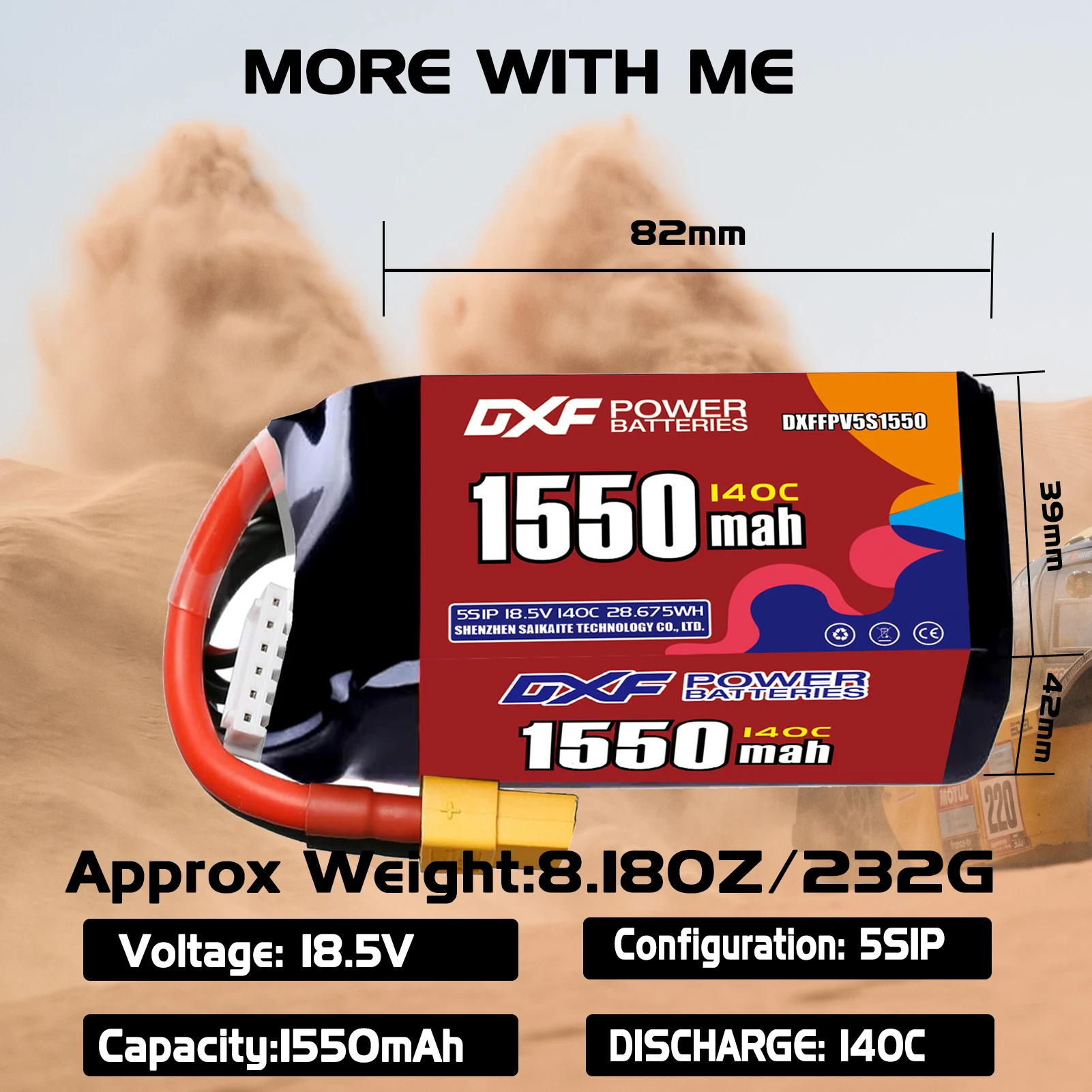 بطارية DXF Lipo 5S 18.5 فولت 1850 مللي أمبير في الساعة 1550 مللي أمبير 1350 مللي أمبير 1100 مللي أمبير 140C مع قابس XT30 XT60 JST لطائرة هليكوبتر FPV كوادكوبتر بدون طيار