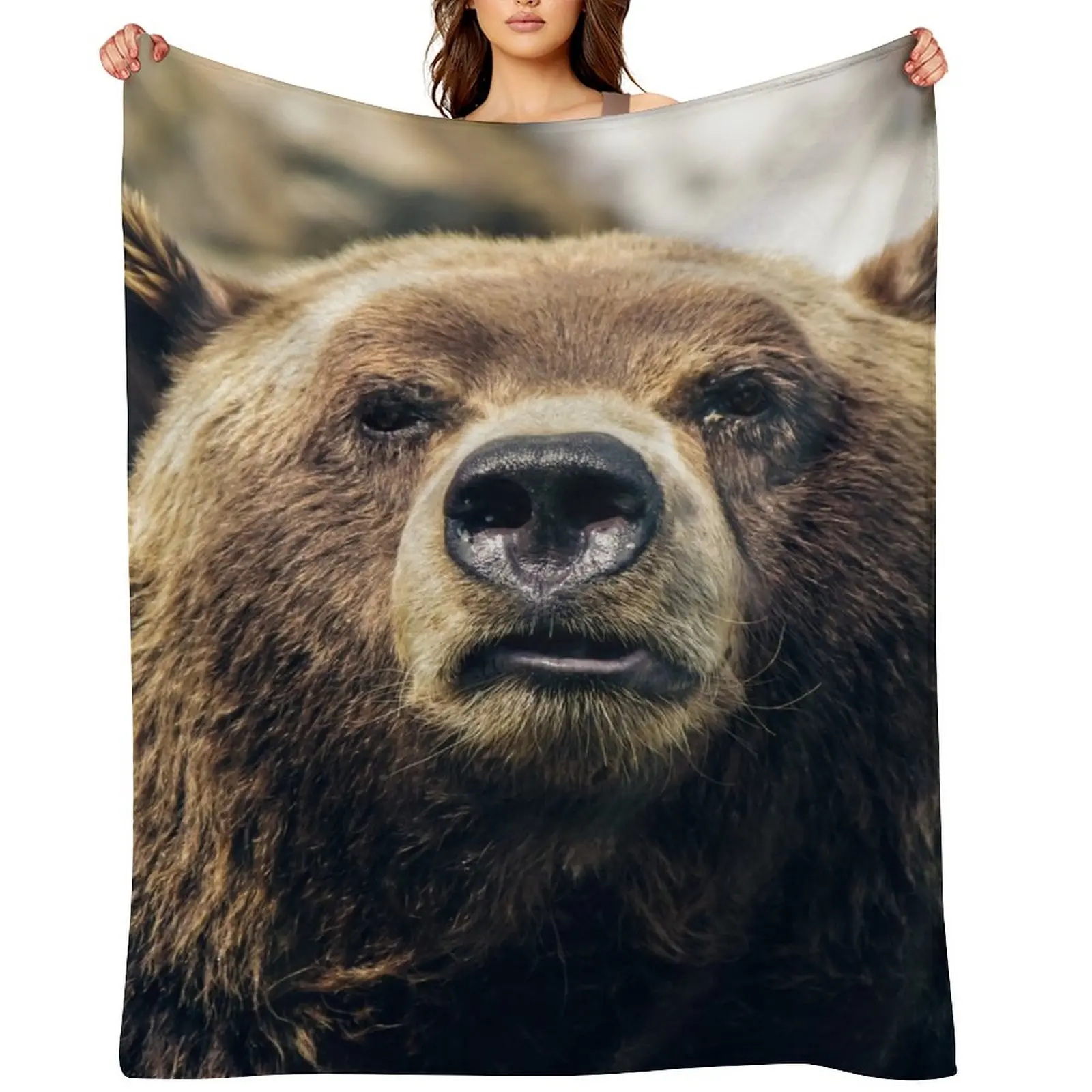 Grizzly Bear Throw Blanket bed plaid Comforter manga christmas gifts Blankets