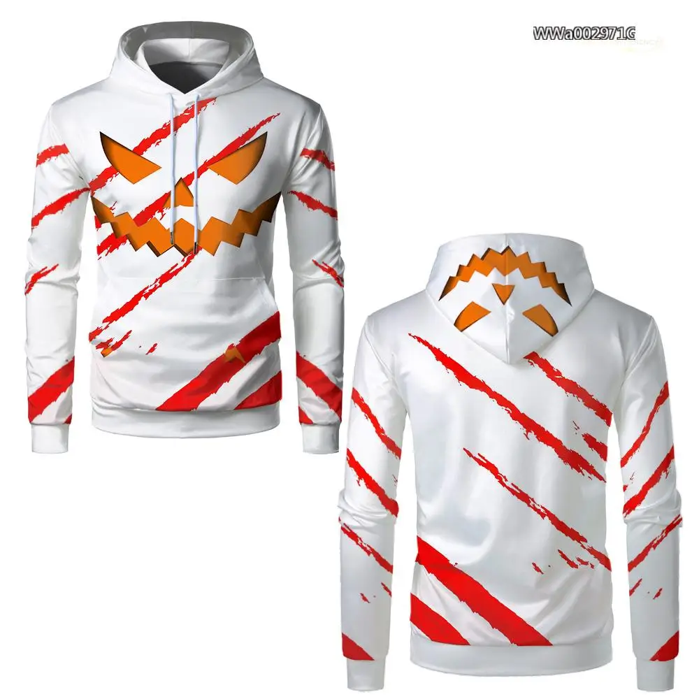 Autumn And Winter Halloween Horror Pumpkin Face Hoodie Wifru New Party Role Play Costume Unisex Super Loose Warm Sweatshirt