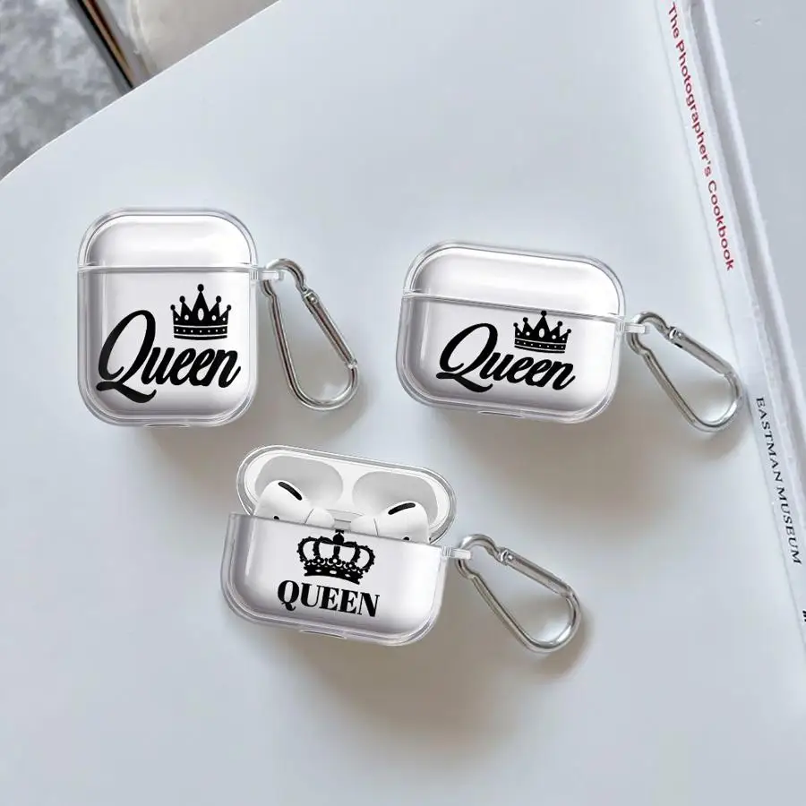 

Case For Airpods Pro Pro3 1 2 3 4 Pro2 Clear Earphone Cases Cover Queens Crown Pattern