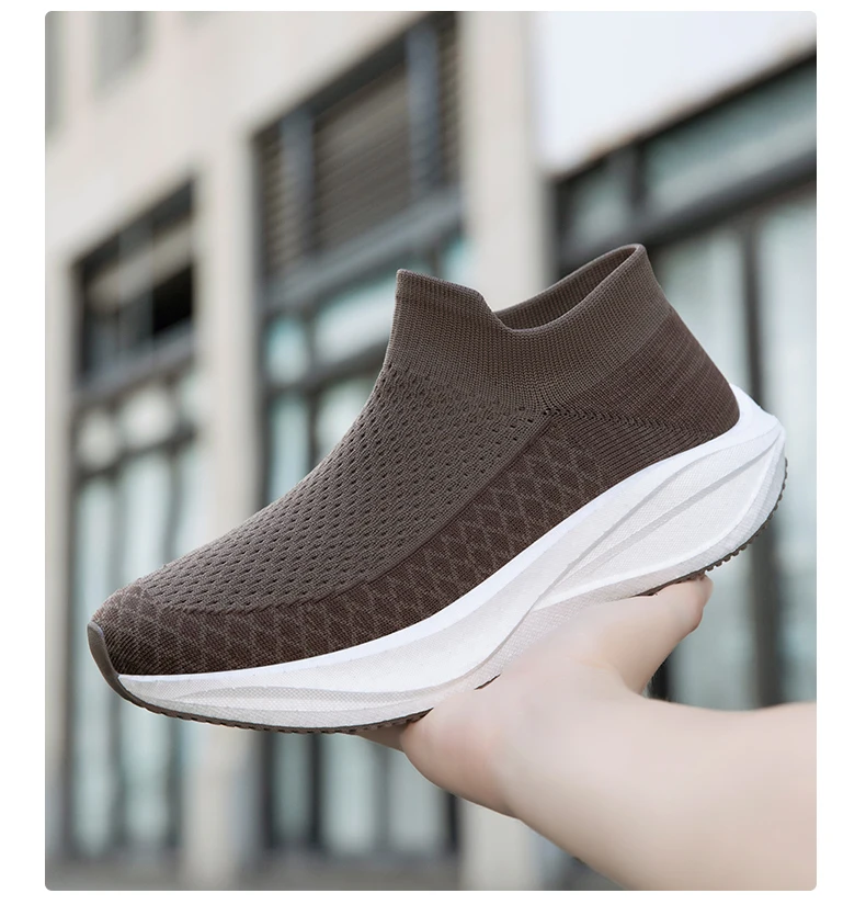 Unisex Real Boost Sneaker mit dicker Sohle, Stretch-Strick, atmungsaktiv, Übergrößen, stoßdämpfend, Sportschuhe, Laufschuhe für Damen und Herren – Detail 19