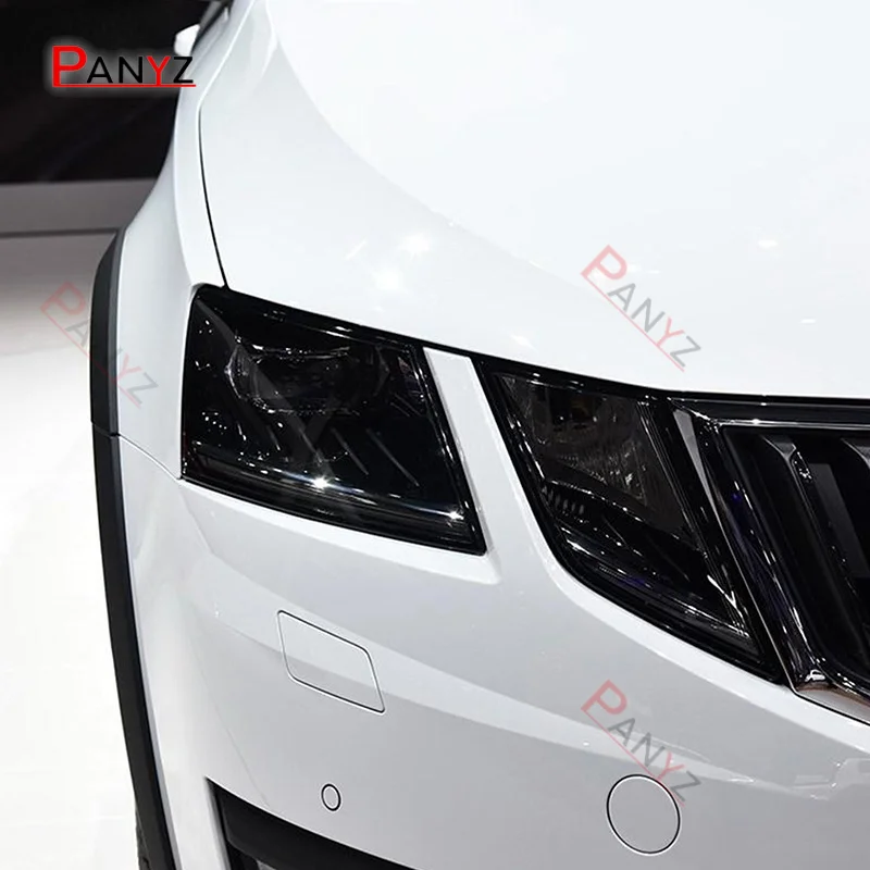 Dla Skoda Octavia 2017 2018 2019 Folia ochronna reflektora samochodowego Przezroczysta czarna naklejka TPU