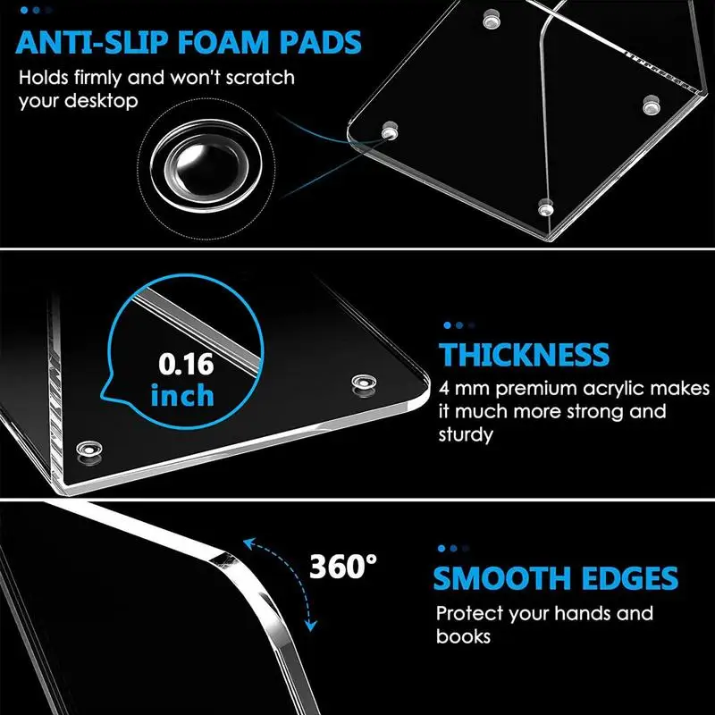 Sujetalibros de plástico transparente para oficina y hogar, accesorio acrílico para sujetalibros, resistente, 4 o 6 piezas