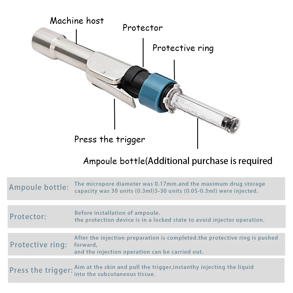 Professional Face Skin Wrinkle Anti Aging Ampuole Syringe 0.3ml Hyaluronic Acid Lip Filler No-Needle Injection Gun Hyaluron Pen - Image 2
