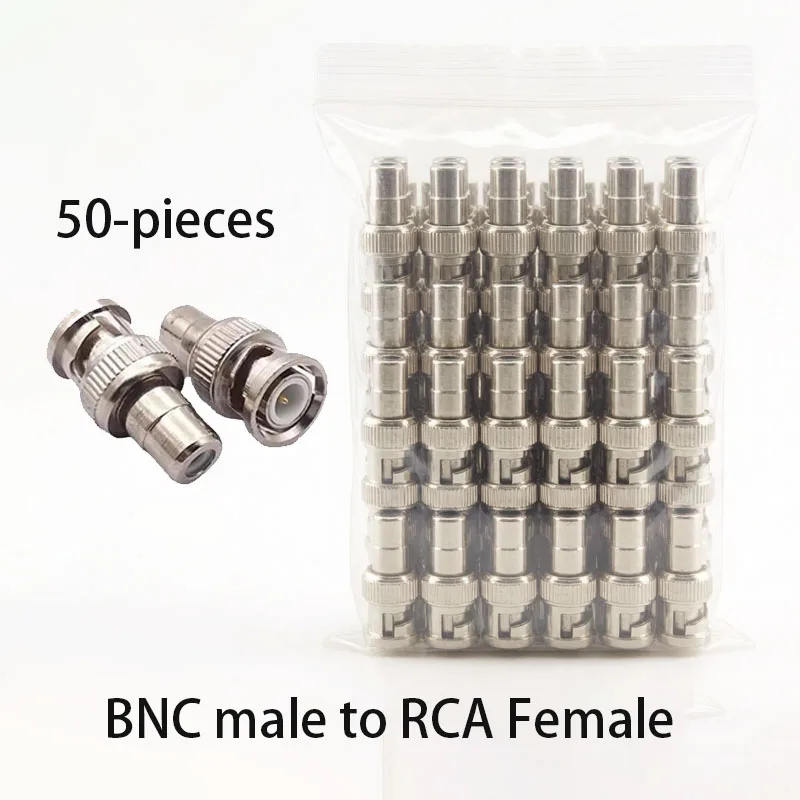 50個入り-bncオス端子-rcaメスプラグアダプターコネクターアダプター-f-m-カップル-セキュリティシステムビデオcctvカメラ用