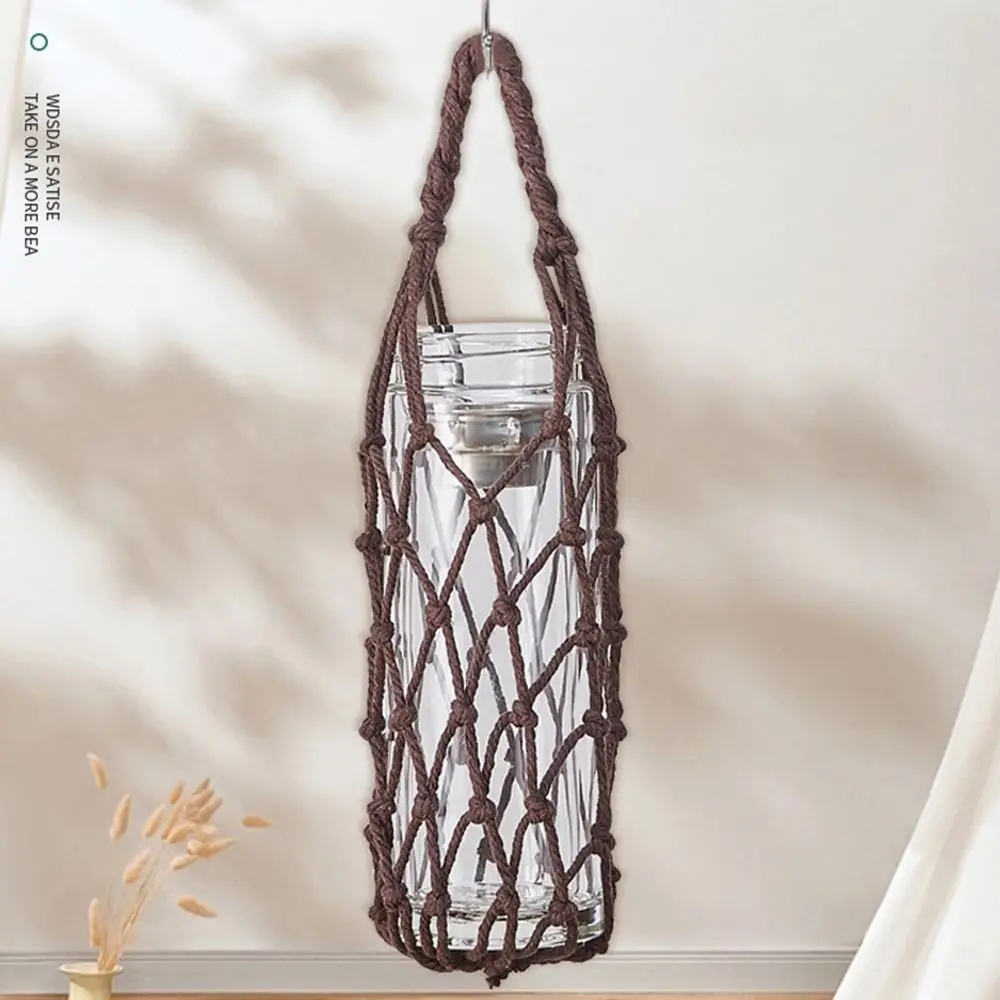 Hand Woven Water Cup Mesh Bag Manual Can Be Suspended Water Bottle Cover Weave Cotton Rope Umbrella Storage Mesh