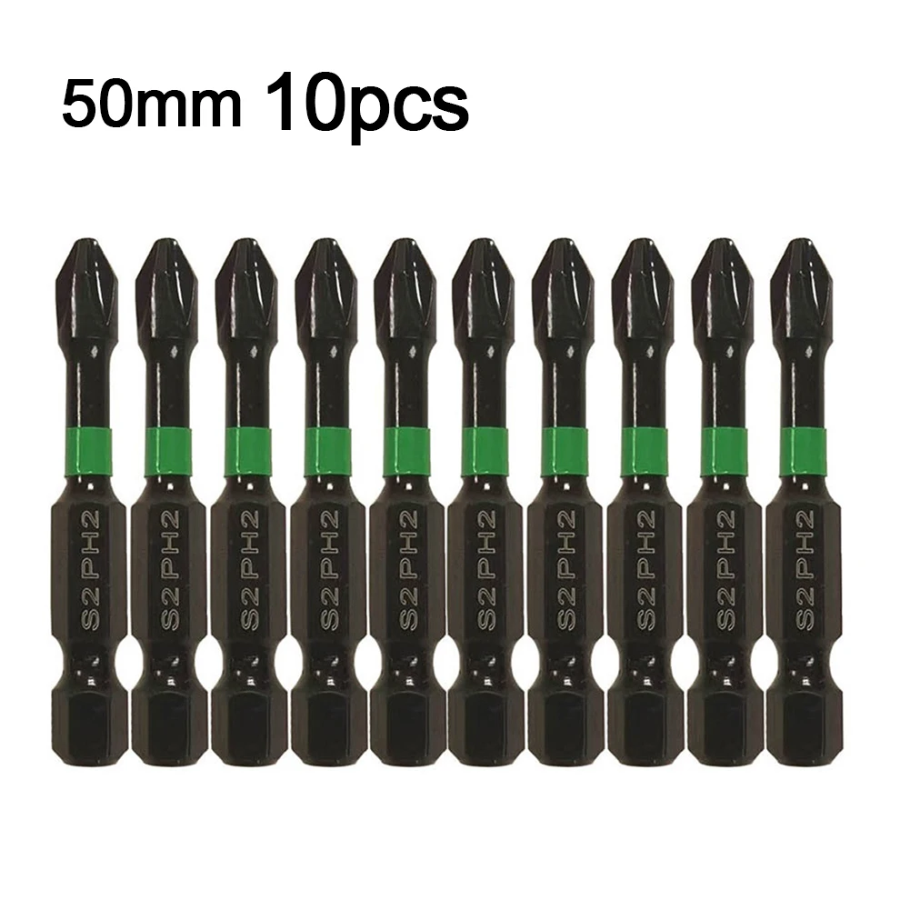 10pcs 50mm Magnetic Electric Screwdriver Bit Set Green Bits Hex Shanked Precision Screwdriver Set Bits Replacement Hand Tools