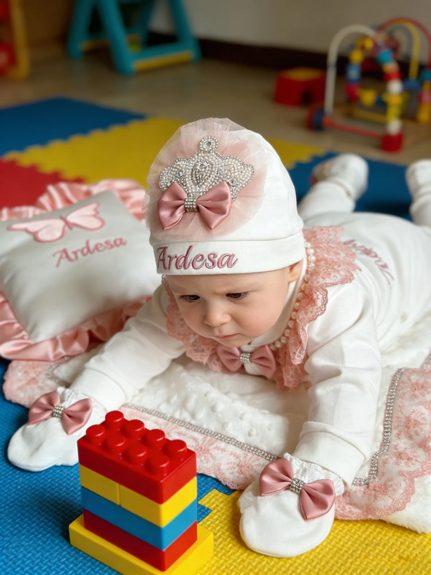 elegant-baby-girl-pink-butterfly-crown-set-name-embroidery-perfect-for-baptism-baby-shower