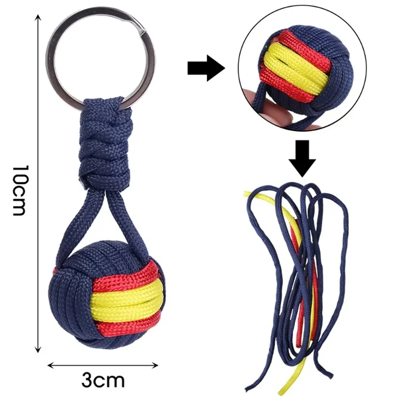 Creative Parachute Braiding Rope Ball Keychain Fashion Colourful Outdoors Tool Key Ring for Women Men Car Handbag Phone Pendant