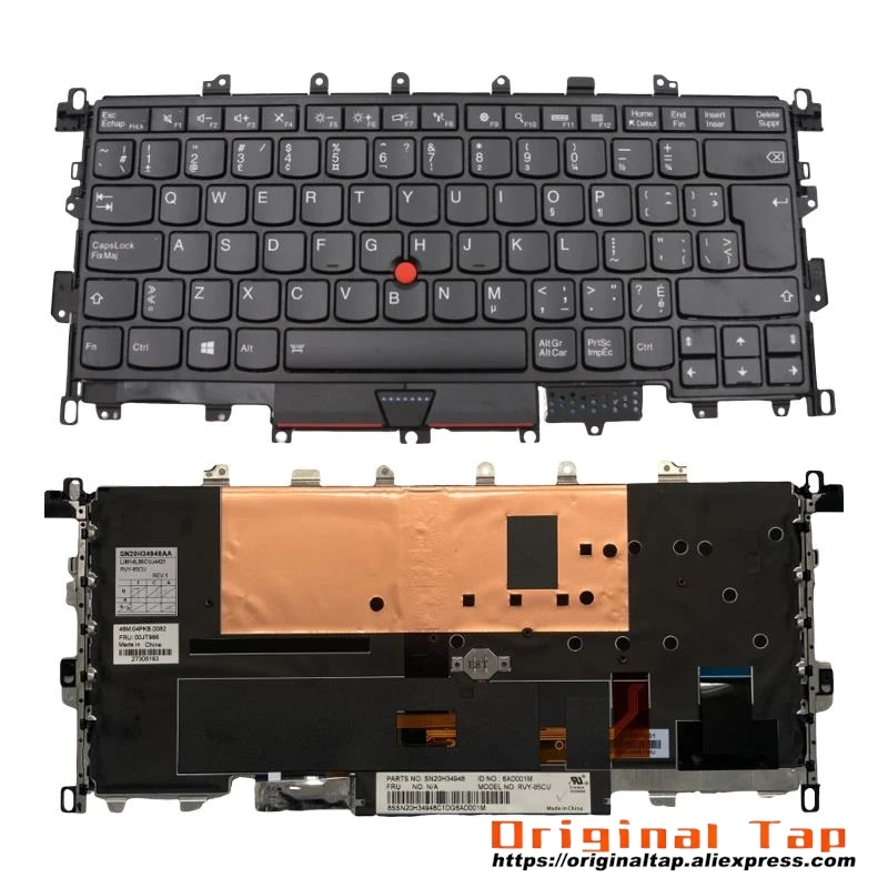 Teclado retroiluminado francês canadense CFB para Lenovo Thinkpad X1 Yoga Gen 1 1o 00JT866 01AW905