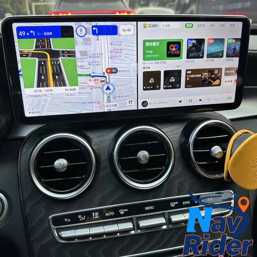 راديو السيارة DSP لمرسيدس بنز C الفئة W205 Glc X253 C180 C200 C220 C300 C350 2016-2022 12.8 "شاشة رقيقة جدا أندرويد CarPlay