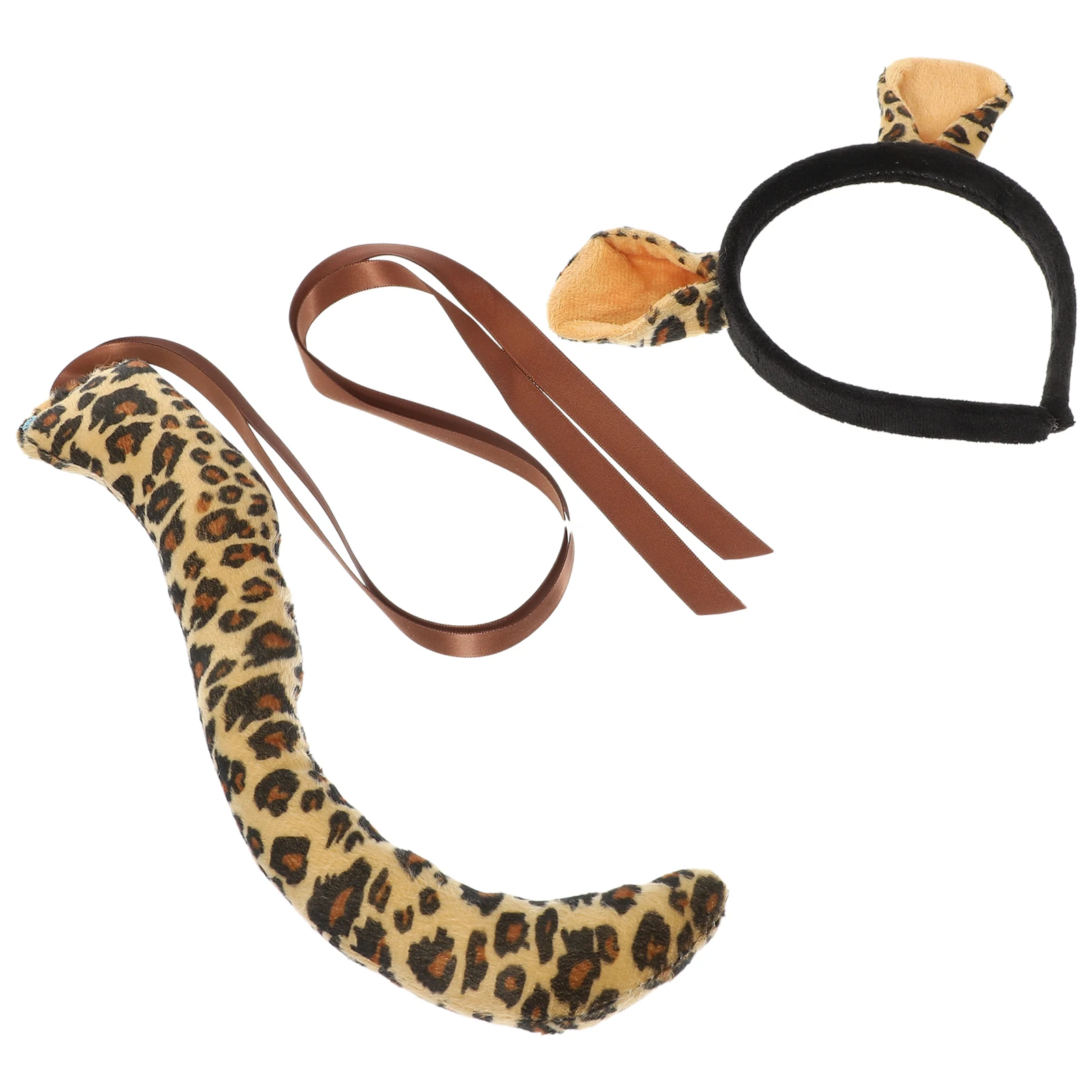 

Cartoon Animal Ears Headb Leopard Hairb Tail Party Cosplay Stage Firm Cloth Soft Comfortable