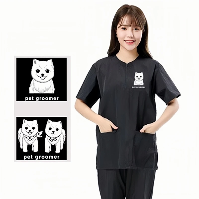 Pet Shop Beleza Roupas de Trabalho, Manga Curta, Gato e Cachorro Corte de Cabelo, Banho, Anti Cabelo, Impermeável, Cabelo Antiaderente