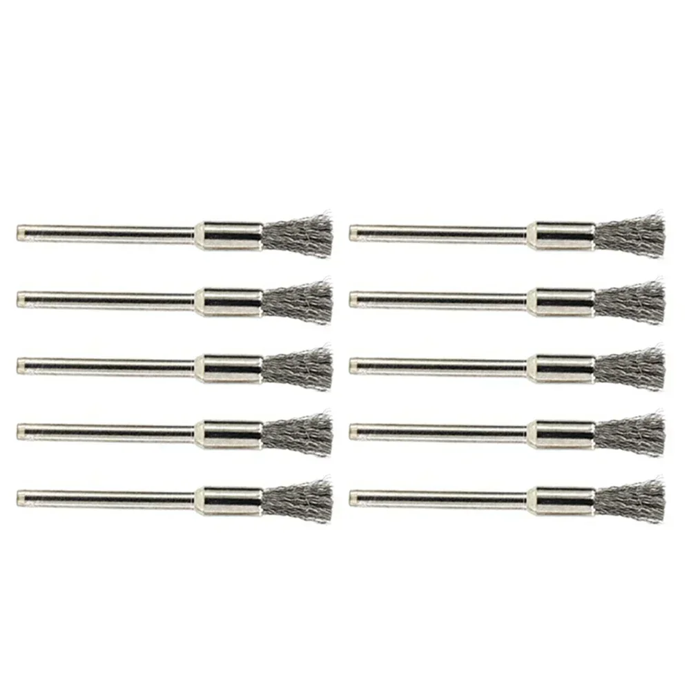 Stainless Steel Wire Brush Steel Tool Wheel 10PCS Wire 53mm Brush Diameter5mm Drill Electric Handle-Diameter3mm