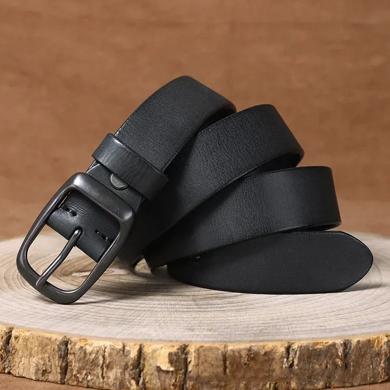 3,3 CM Reines Rindsleder Echtes Leder für männer Hohe Qualität Jeans Messing Schnalle Gürtel Cowboy Bund Männlichen Mode Designer