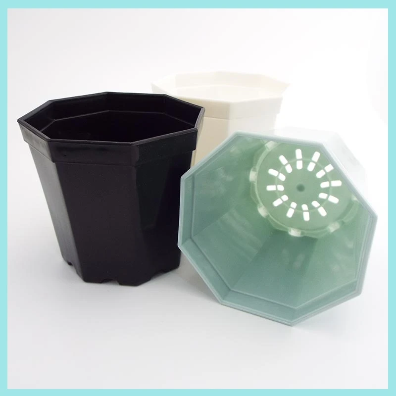 4pcs/lot Plastic Octagon Flower Pot Square Modern Home Decorative Pots Office Desk Succulent Planter Garden Bonsai Pot B2