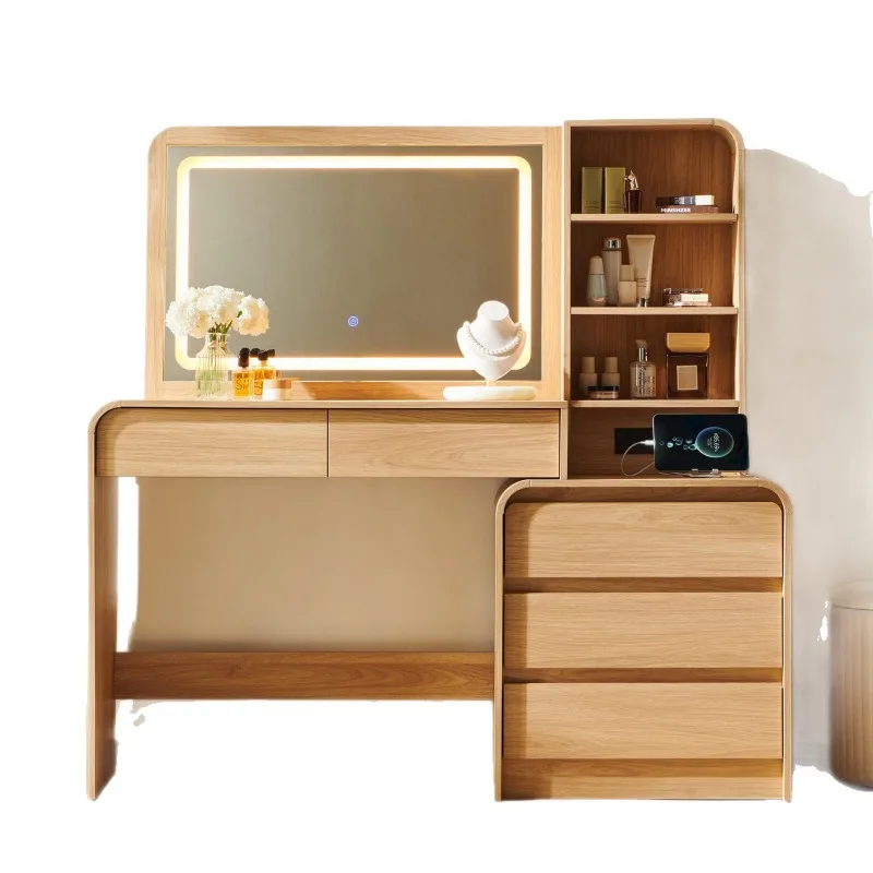Dresser Arc Corner Nordic Style Makeup Table with Light and Socket