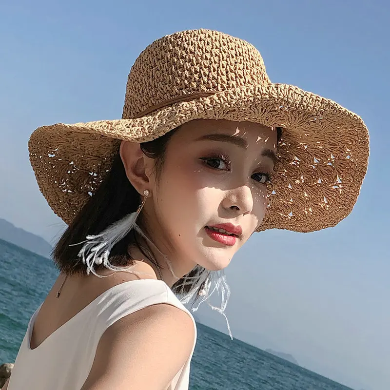 

Straw 's Fresh Bucket Korean All-match Beach Hat Women's Summer Seaside Sunshade Outing Sun Protection