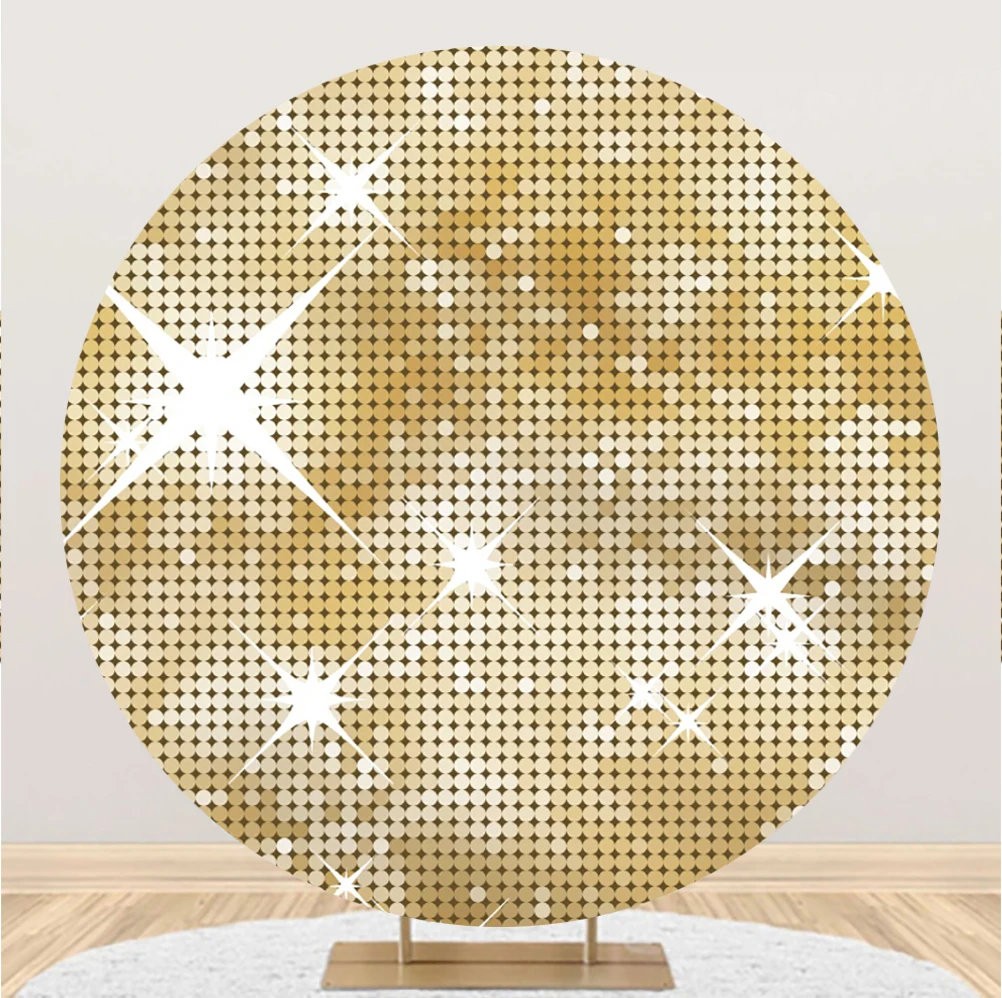 Glitters Printing Round Backdrop Cover For Photography Adult Birthday Party Decor Baby Portrait Photographic Background Props