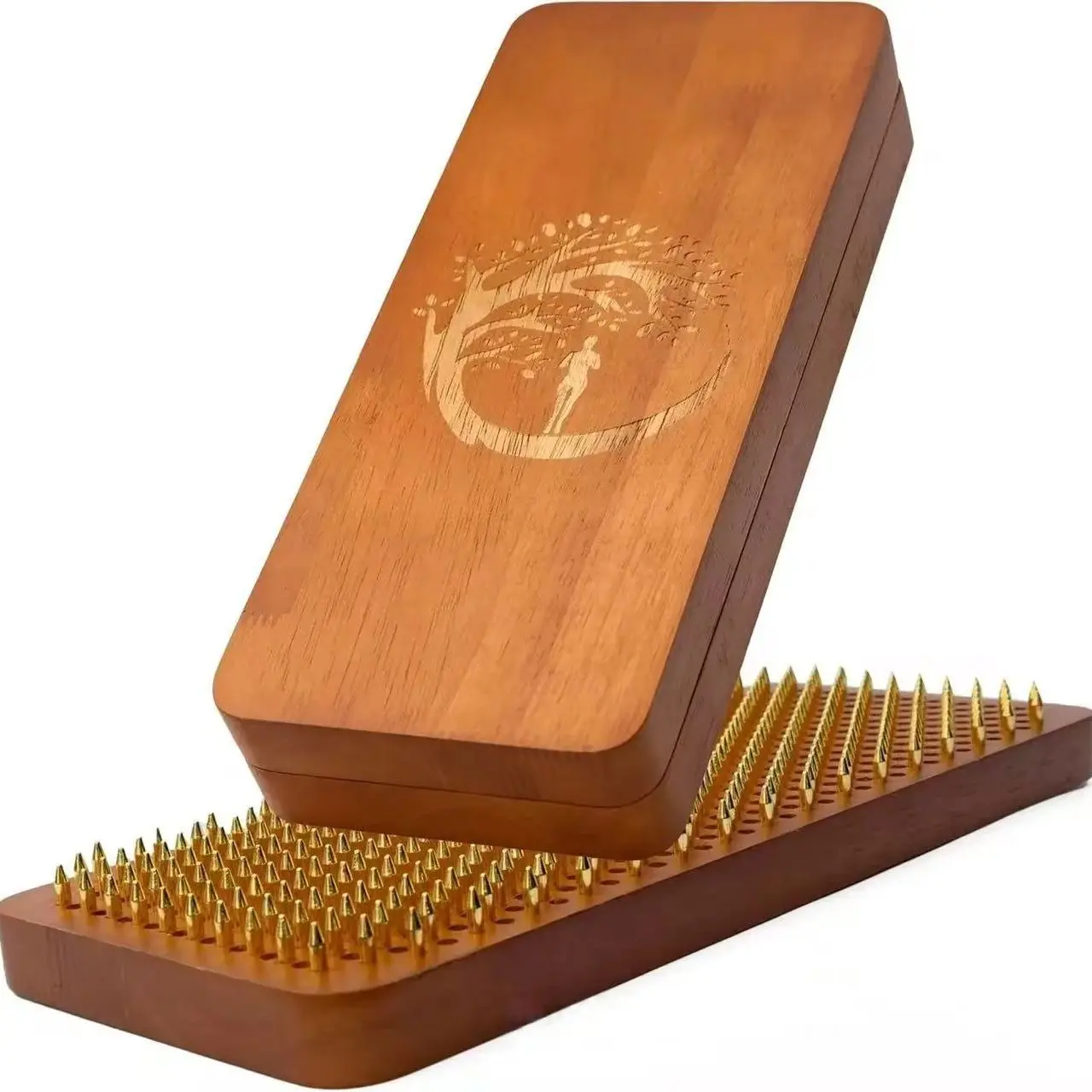 Wooden foot massager board wooden yoga board Acupuncture foot massager natural board beginner copper nail board
