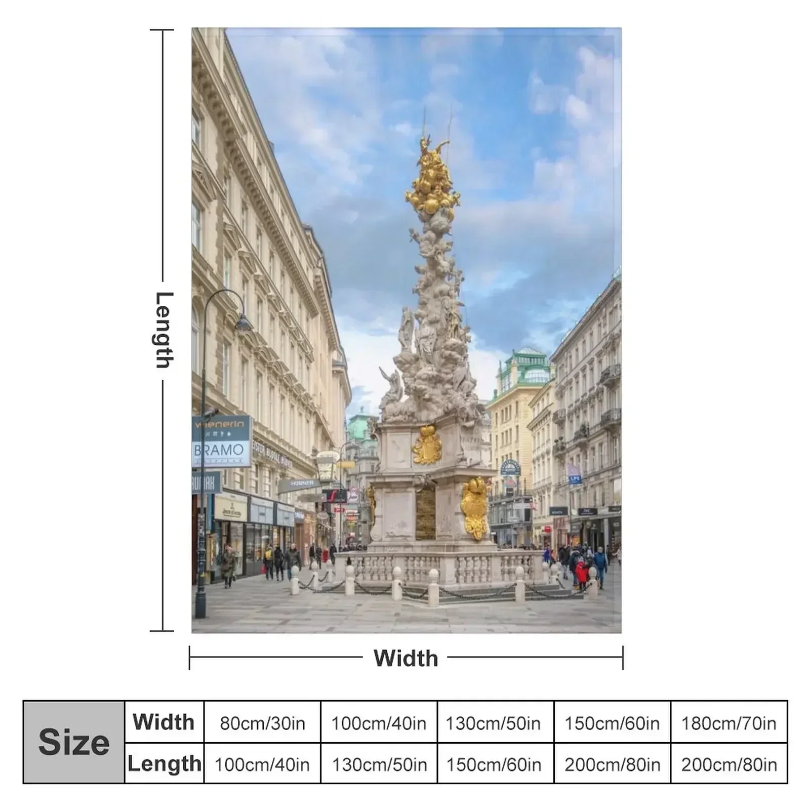 Plague Column or the Holy Trinity Column in Vienna, Austria Throw Blanket Flannel Fabric Luxury Quilt Blankets