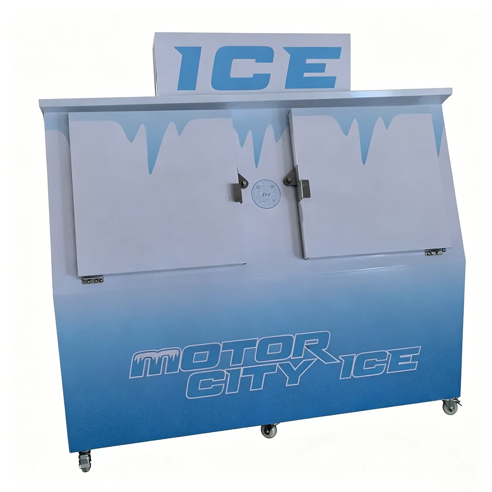 &A*Low Price Large Commercial Ice Machine Outdoor 2 Door Fan Cooling Automatic Defrost Ice Bags Storage Cabinet