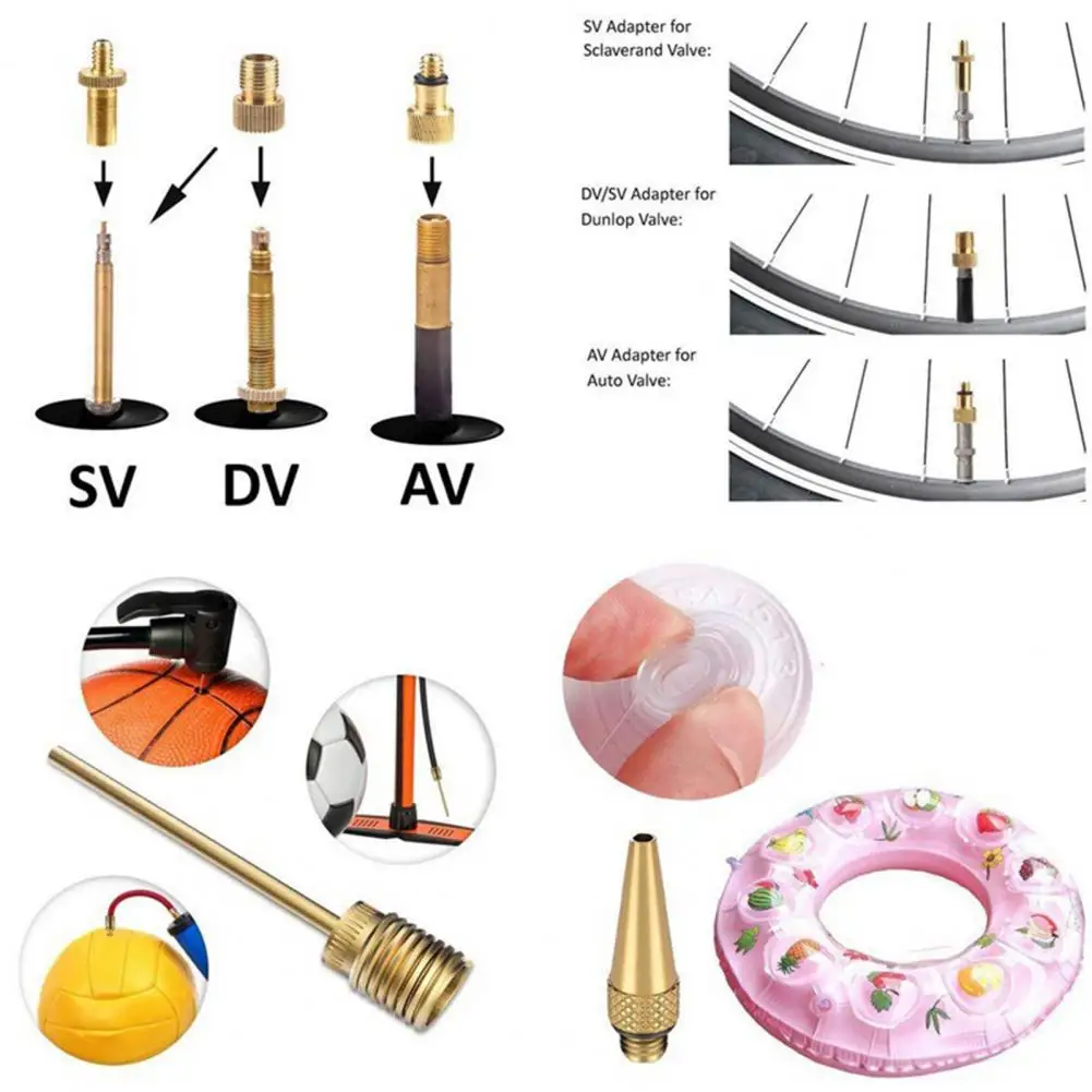 British to American Valve Adapters Universal Bike Valve Adapter Set with Rubber Seal Inflator Needles American to for 25pcs