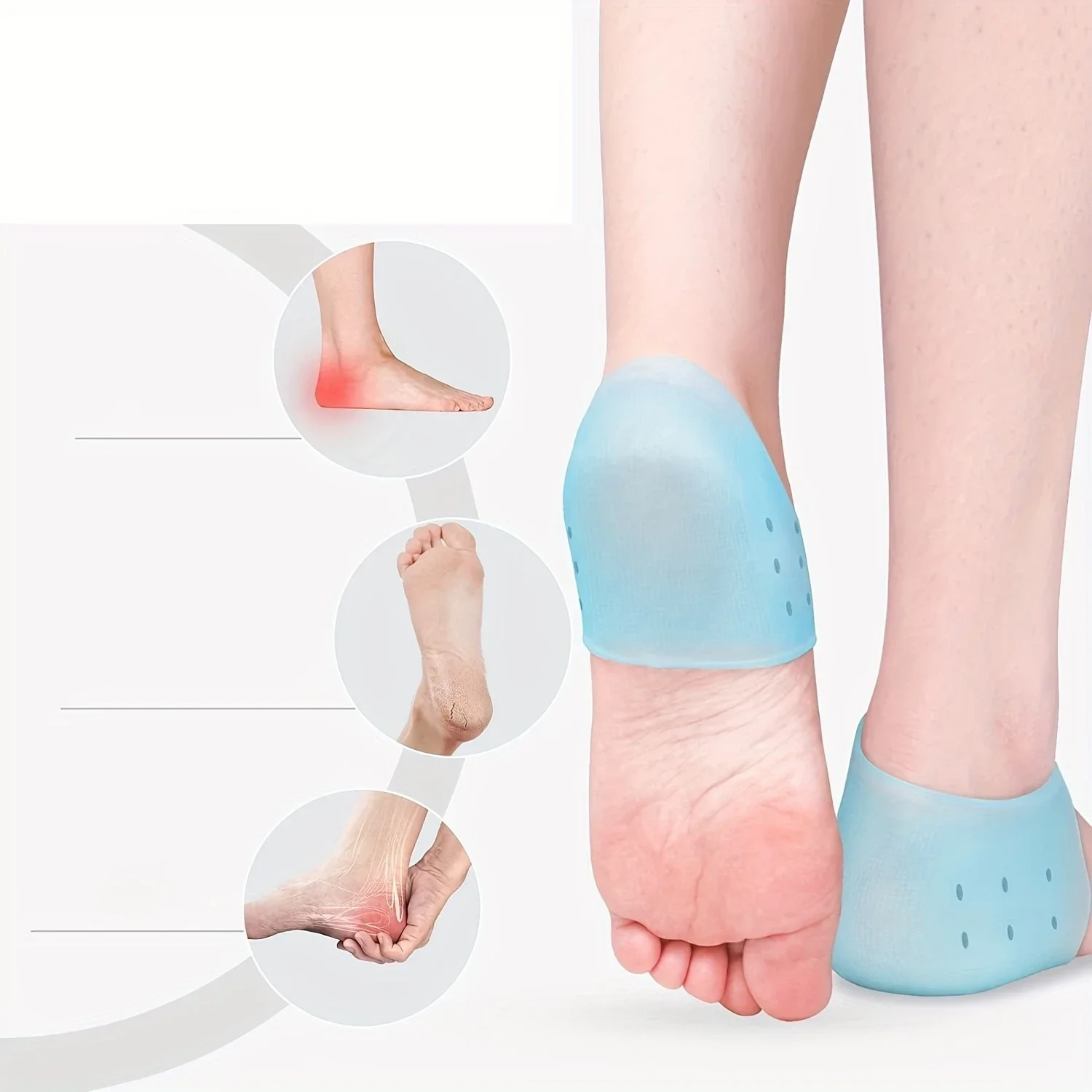 Gel Silicone Skin-Softening Silicone Heel Protectors Heel Cups Spurs Cracked Heel Sleeve Socks Feet Care Skin Repair Cushion New