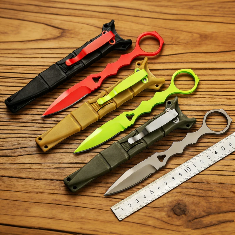 2026 New Multi-color Outdoor Camping Portable EDC Small Straight Knife, Donut Small Straight Knife + k Sheath