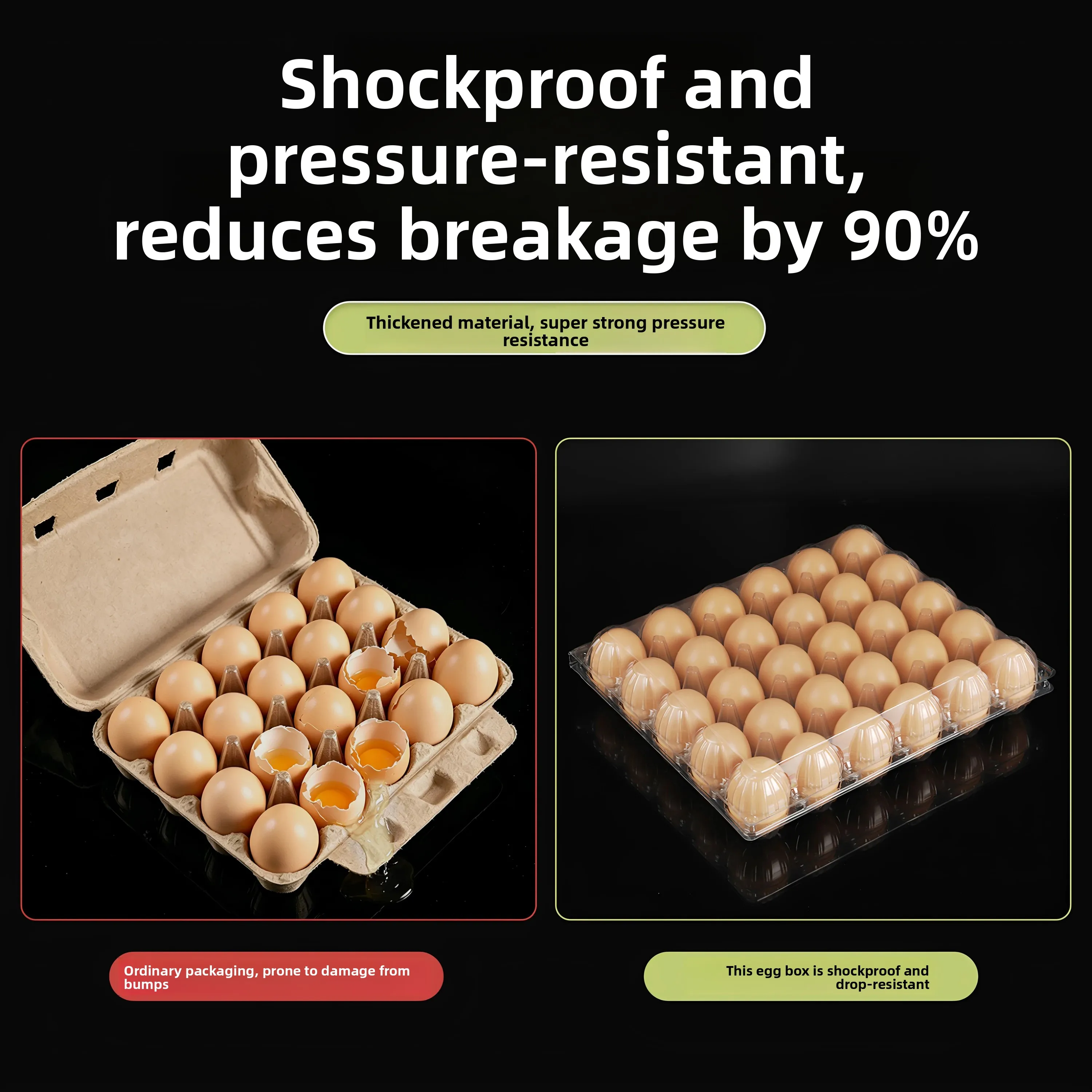 Thickened Plastic Egg Packaging Box Disposable Storage Duck Egg Box Shockproof Transparent Chicken Egg Carrier for Camping
