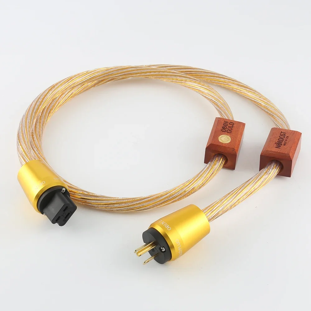 

High Quality Gold Hifi Schuko Power Cord Audio High Fidelity Fever Supply Cable US Standard Power Line