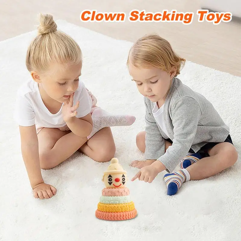 Jouets à Empiler en Silicone pour Enfant en Bas Âge, Design de Clown, pour Développer la Motricité Fine, ApprentiCumbria Présв