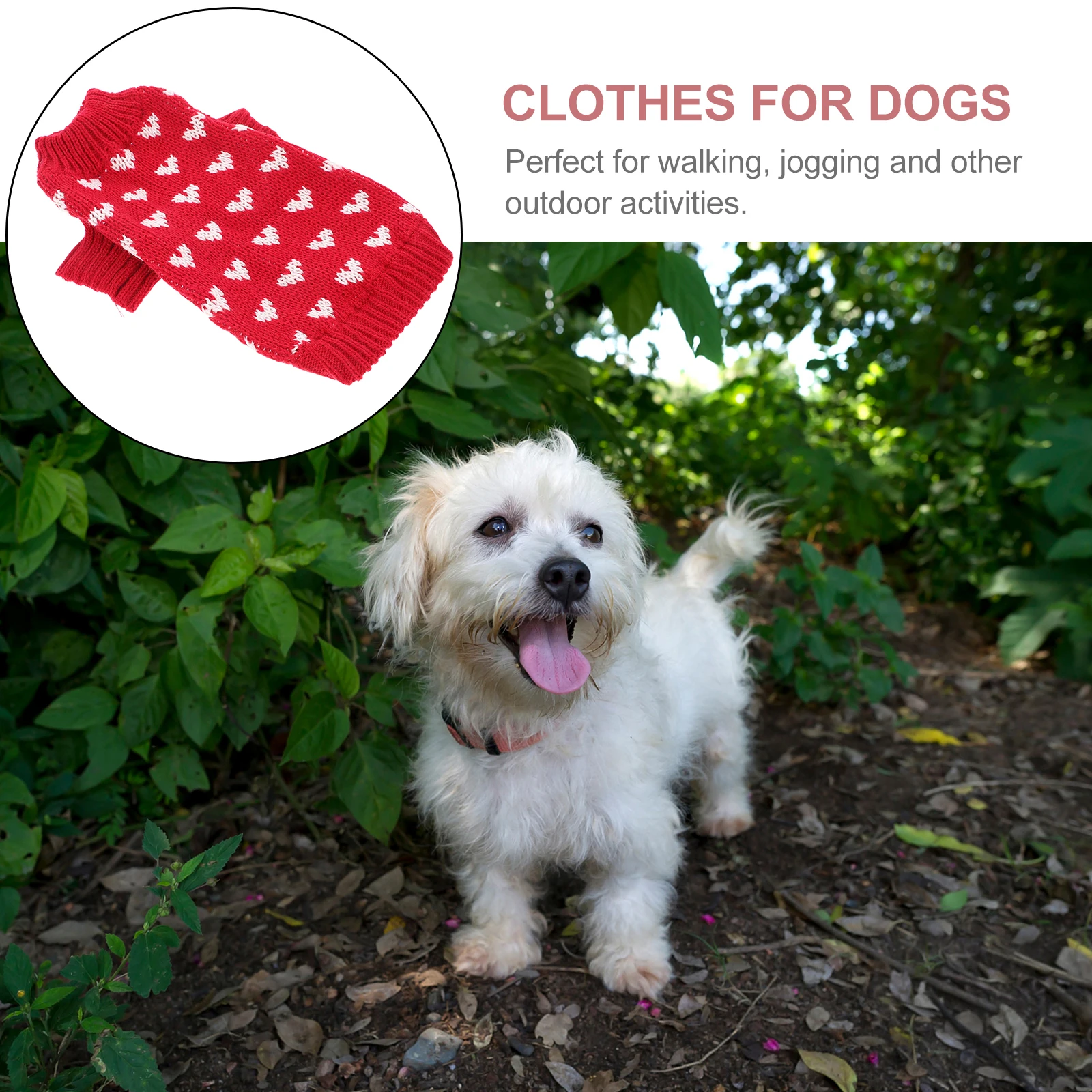 

Small Dog Winter Sweater Knitted Heart Pattern Puppy Clothes Soft Breathable Dog Sweater Size S Warm Pet Apparel