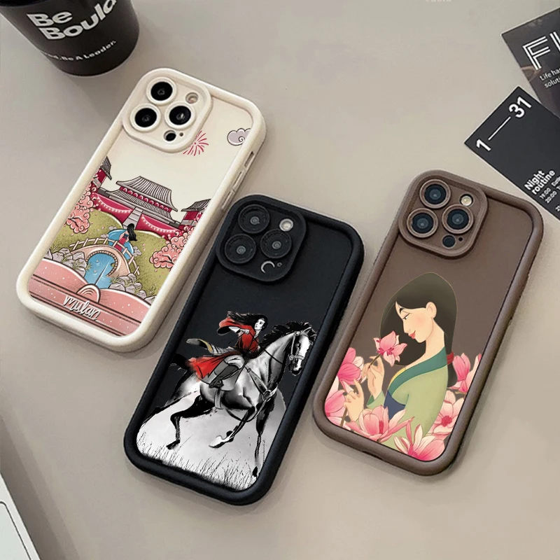 Disney Princess Hua Mulan For Apple iPhone 15 14 13 12 11 XS XR X 8 7 Pro Max Plus Soft Eye Ladder Phone Case Cover