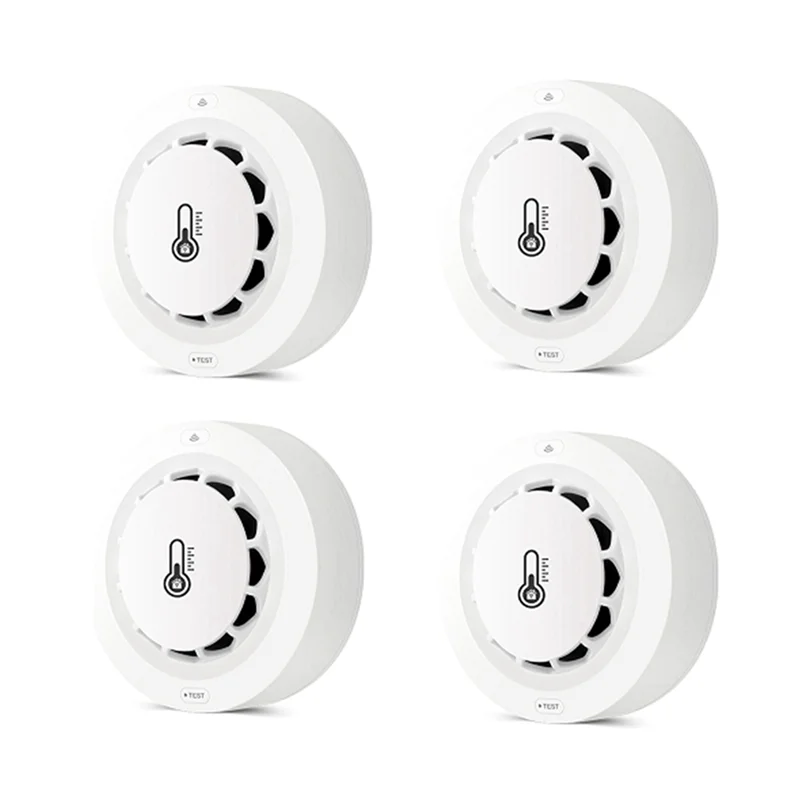كاشف الدخان الذكي Tuya مع واي فاي وبلوتوث، مراقبة درجة الحرارة والرطوبة، إنذار 80 ديسيبل، إشعارات عن بعد