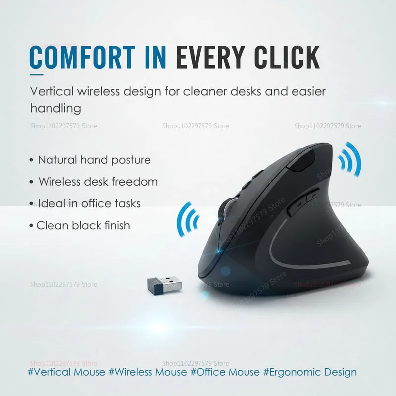 Mouse vertical sem fio bluetooth alimentado por bateria, ergonômico, adequado para laptops, computadores de mesa, escritório, mouse para jogos.