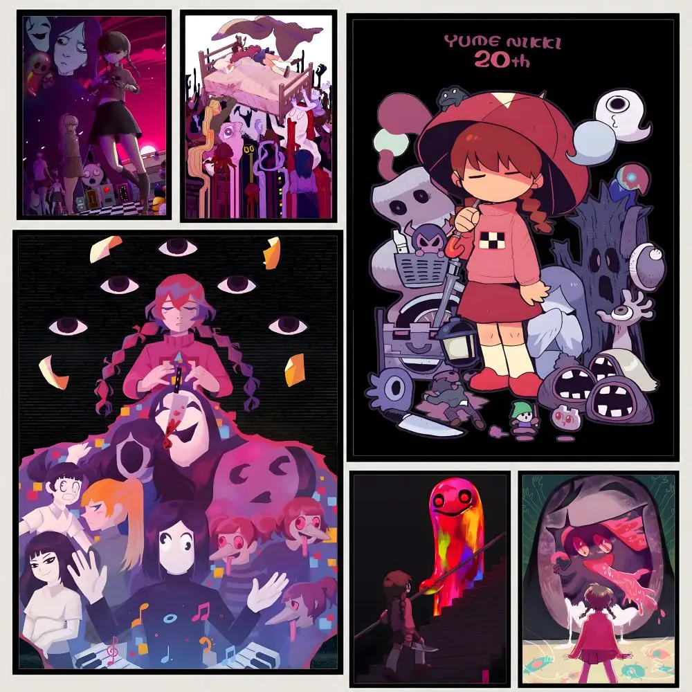 Horror Game Yume Nikki Poster High-definition  stickers, suitable for bedroom, living room, home decoration