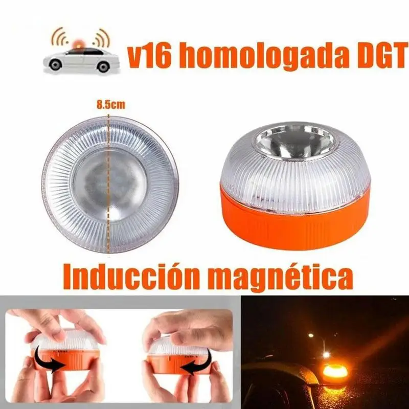 1pc Car Warnning Light V16 Homologated Dgt Approved Motorcycle Beacon Emergency Lights Yellow White Magnetic Strobe Lamp