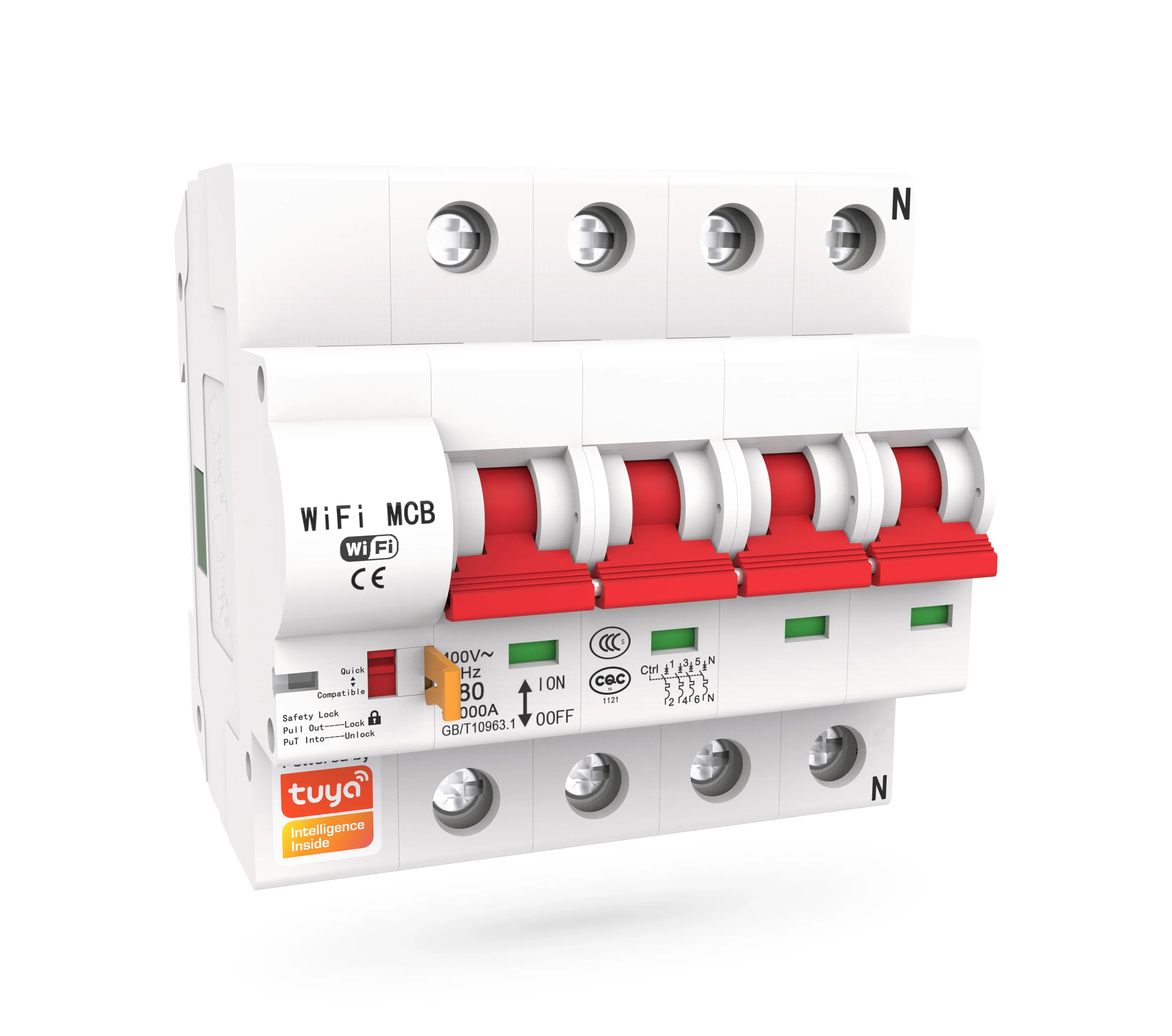

Factory Supplier Remote Control Power Smart Circuit Breaker Wireless Connectivity Work with Alexa/Google PST-MCB-4P