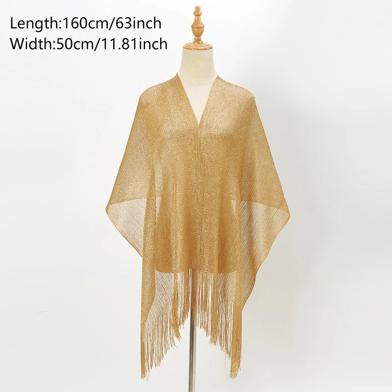 Fashion Glitter Polyester Hijab Summer Tassel Shawl For Muslim Women Solid Color Long Scarf Elegant Ladies Wrap Headband160*50cm