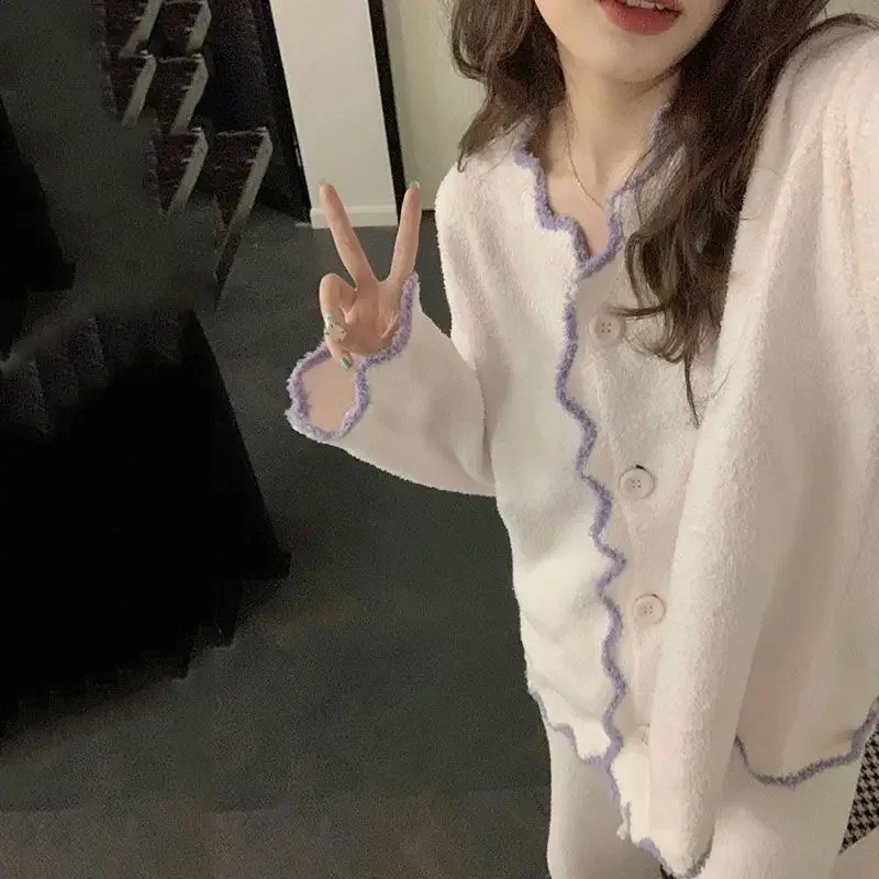 

Pajama Sets Women Winter Thicker Sweet Flannel Sleepwear Comfortable Harajuku Homewear Warm Mujer Lady Fashionable Chic Newest